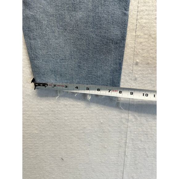 Old Navy Sz 14 Extra High Rise Sky‎ Hi Straight Light Wash Jeans Raw Edge - Picture 10 of 13